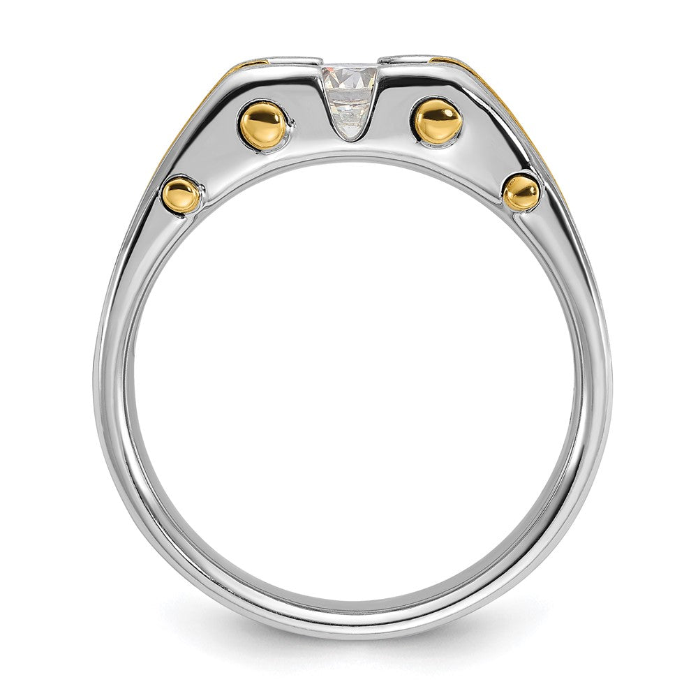 IB Goodman 10k Two-tone Mens Polished and Satin Holds 5.0mm Round Stone Ring Mounting