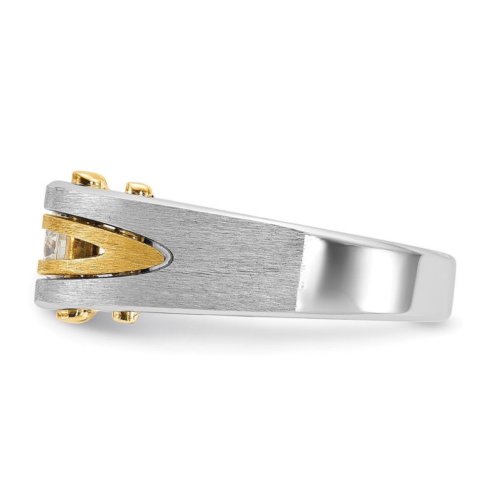 IB Goodman 10k Two-tone Mens Polished and Satin Holds 5.0mm Round Stone Ring Mounting