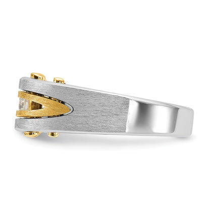 IB Goodman 10k Two-tone Mens Polished and Satin Holds 5.0mm Round Stone Ring Mounting