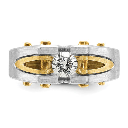 IB Goodman 10k Two-tone Mens Polished and Satin Holds 5.0mm Round Stone Ring Mounting
