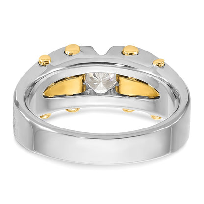 IB Goodman 10k Two-tone Mens Polished and Satin Holds 5.0mm Round Stone Ring Mounting