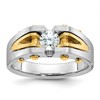 IB Goodman 10k Two-tone Mens Polished and Satin Holds 5.0mm Round Stone Ring Mounting