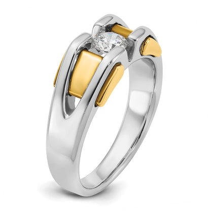 IB Goodman 10k Two-tone Mens Holds 4.6mm Round Stone Ring Mounting