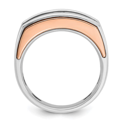 IB Goodman 10k White and Rose Gold Mens Polished/Cut-Out Holds 1-4.0mm/2-3.7mm/2-3.6mm Stones Ring Mounting