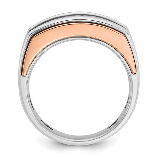 IB Goodman 10k White and Rose Gold Mens Polished/Cut-Out Holds 1-4.0mm/2-3.7mm/2-3.6mm Stones Ring Mounting