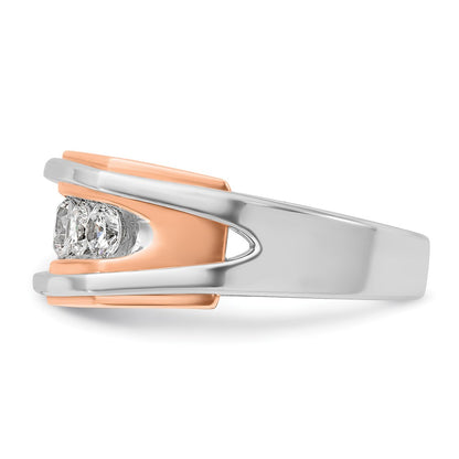 IB Goodman 10k White and Rose Gold Mens Polished/Cut-Out Holds 1-4.0mm/2-3.7mm/2-3.6mm Stones Ring Mounting