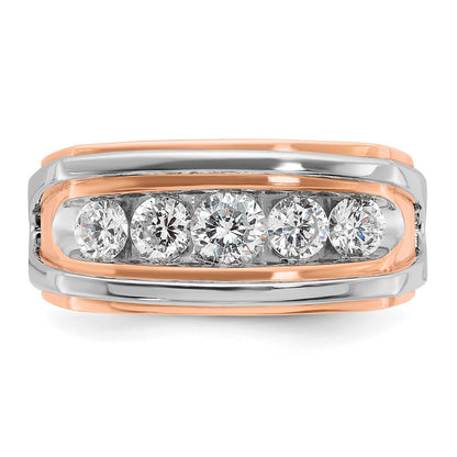 IB Goodman 10k White and Rose Gold Mens Polished/Cut-Out Holds 1-4.0mm/2-3.7mm/2-3.6mm Stones Ring Mounting