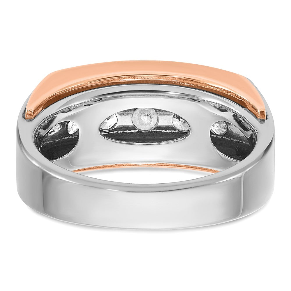 IBGoodman 10k White and Rose Gold Men's Polished and Cut-Out 5-Stone Ring Mounting