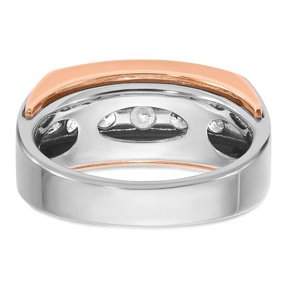 IB Goodman 10k White and Rose Gold Mens Polished/Cut-Out Holds 1-4.0mm/2-3.7mm/2-3.6mm Stones Ring Mounting