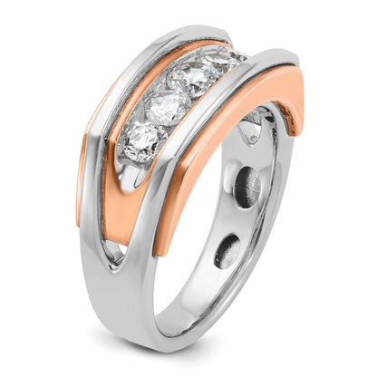 IB Goodman 10k White and Rose Gold Mens Polished/Cut-Out Holds 1-4.0mm/2-3.7mm/2-3.6mm Stones Ring Mounting
