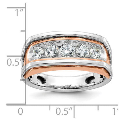 IB Goodman 10k White and Rose Gold Mens Polished/Cut-Out Holds 1-4.0mm/2-3.7mm/2-3.6mm Stones Ring Mounting