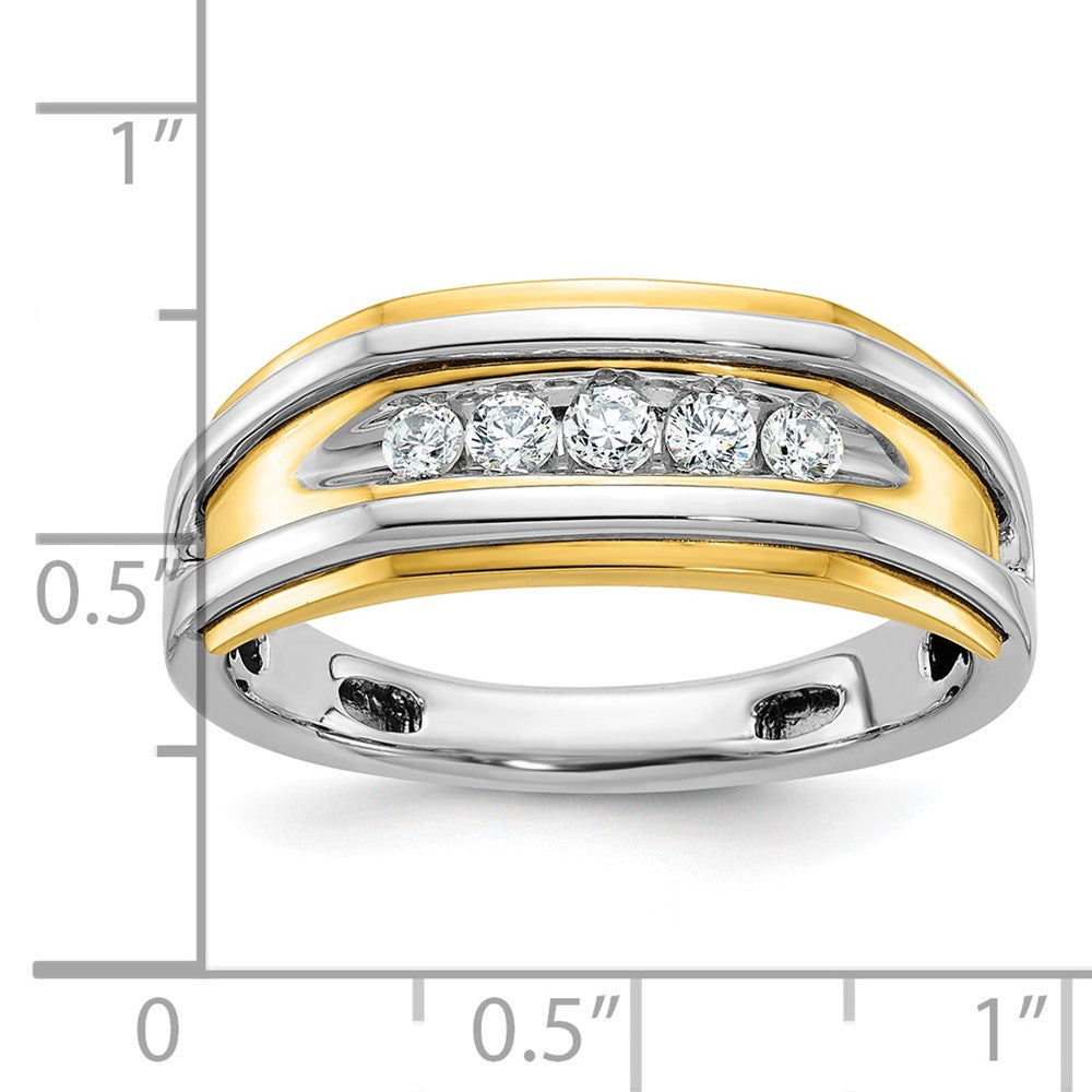 IBGoodman 10k Two-tone Men's Polished 5-Stone 1/4 Carat A Quality Diamond Ring