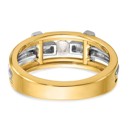 IBGoodman 10k Two-tone Men's Polished Satin and Cut-Out 1/5 Carat A Quality Diamond Cross Ring