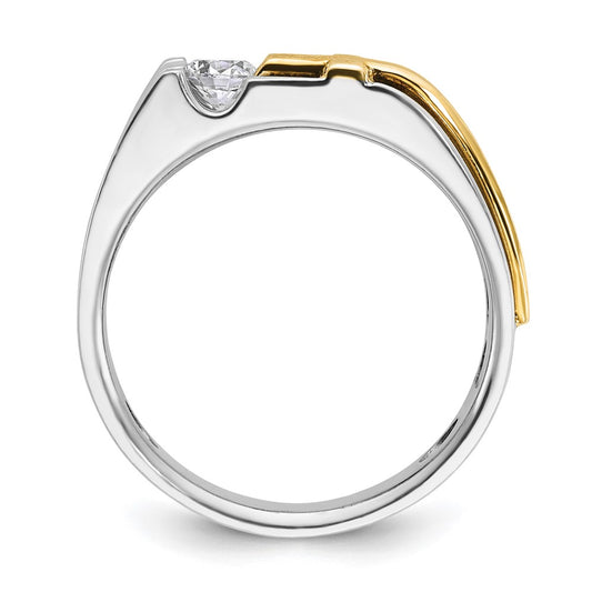 IB Goodman 10k Two-tone Mens Polished/Satin/Cut-Out Holds 1-4.4mm Diamond Cross Ring Mounting