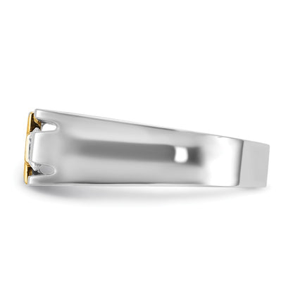 IBGoodman 10k Two-tone Men's Polished Satin and Cut-Out 1/3 Carat A Quality Diamond Cross Ring