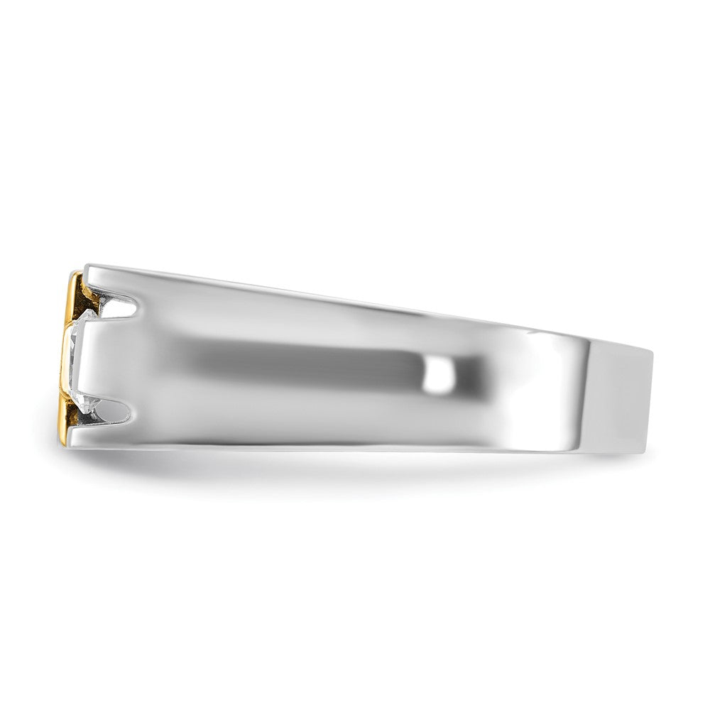 IB Goodman 10k Two-tone Mens Polished/Satin/Cut-Out Holds 1-4.4mm Diamond Cross Ring Mounting