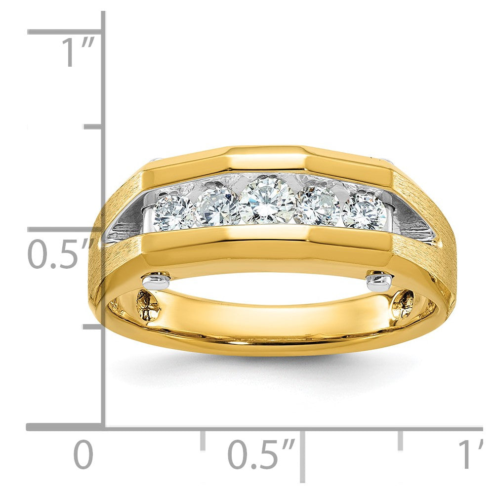 IBGoodman 10k Two-tone Men's Polished and Satin 5-Stone 1/2 Carat A Quality Diamond Ring