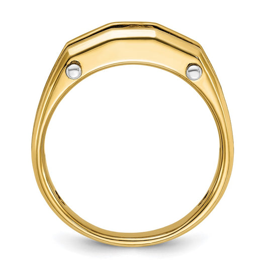 IBGoodman 14k Two-tone 1/2 carat Lab Grown Diamond VS/SI+ G+ Five Stone Complete Polished and Satin Men's Ring
