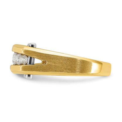 IBGoodman 14k Two-tone 1/2 carat Lab Grown Diamond VS/SI+ G+ Five Stone Complete Polished and Satin Men's Ring