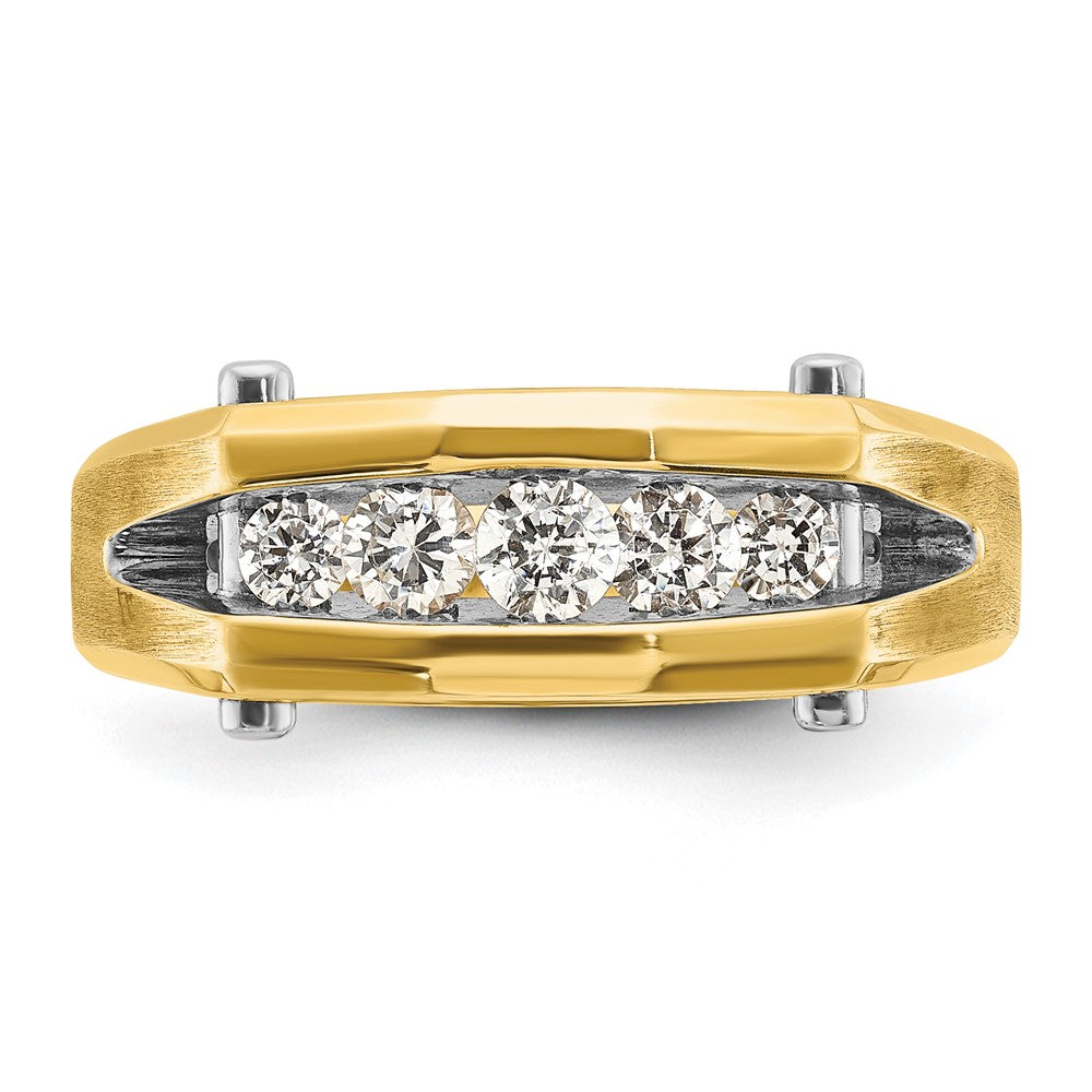 IBGoodman 14k Two-tone 1/2 carat Lab Grown Diamond VS/SI+ G+ Five Stone Complete Polished and Satin Men's Ring