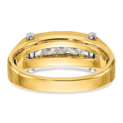 IBGoodman 14k Two-tone 1/2 carat Lab Grown Diamond VS/SI+ G+ Five Stone Complete Polished and Satin Men's Ring