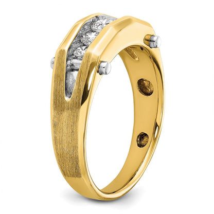 IBGoodman 14k Two-tone 1/2 carat Lab Grown Diamond VS/SI+ G+ Five Stone Complete Polished and Satin Men's Ring