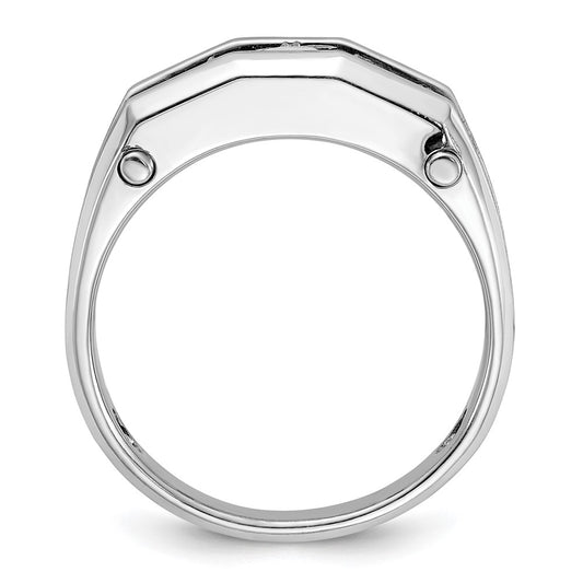IBGoodman 14k White Gold 3/4 carat Lab Grown Diamond VS/SI+ G+ Five Stone Complete Polished and Satin Men's Ring
