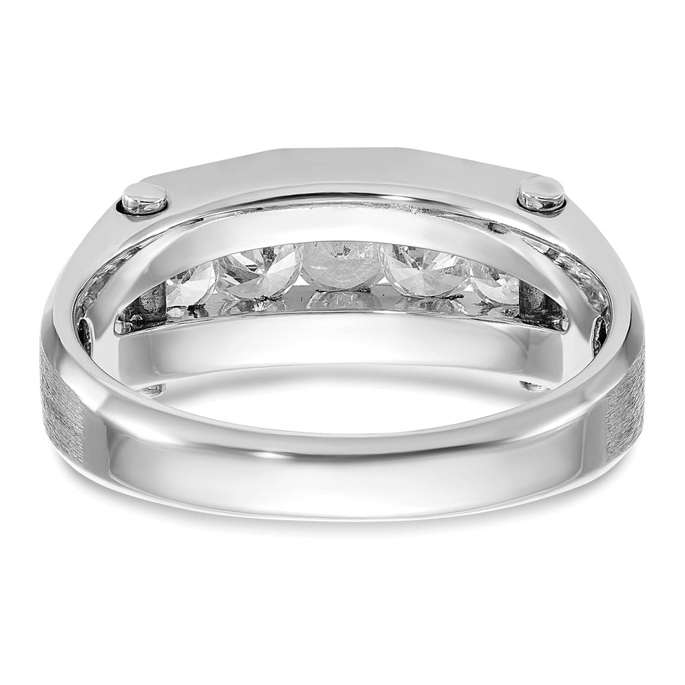 IBGoodman 14k White Gold 3/4 carat Lab Grown Diamond VS/SI+ G+ Five Stone Complete Polished and Satin Men's Ring