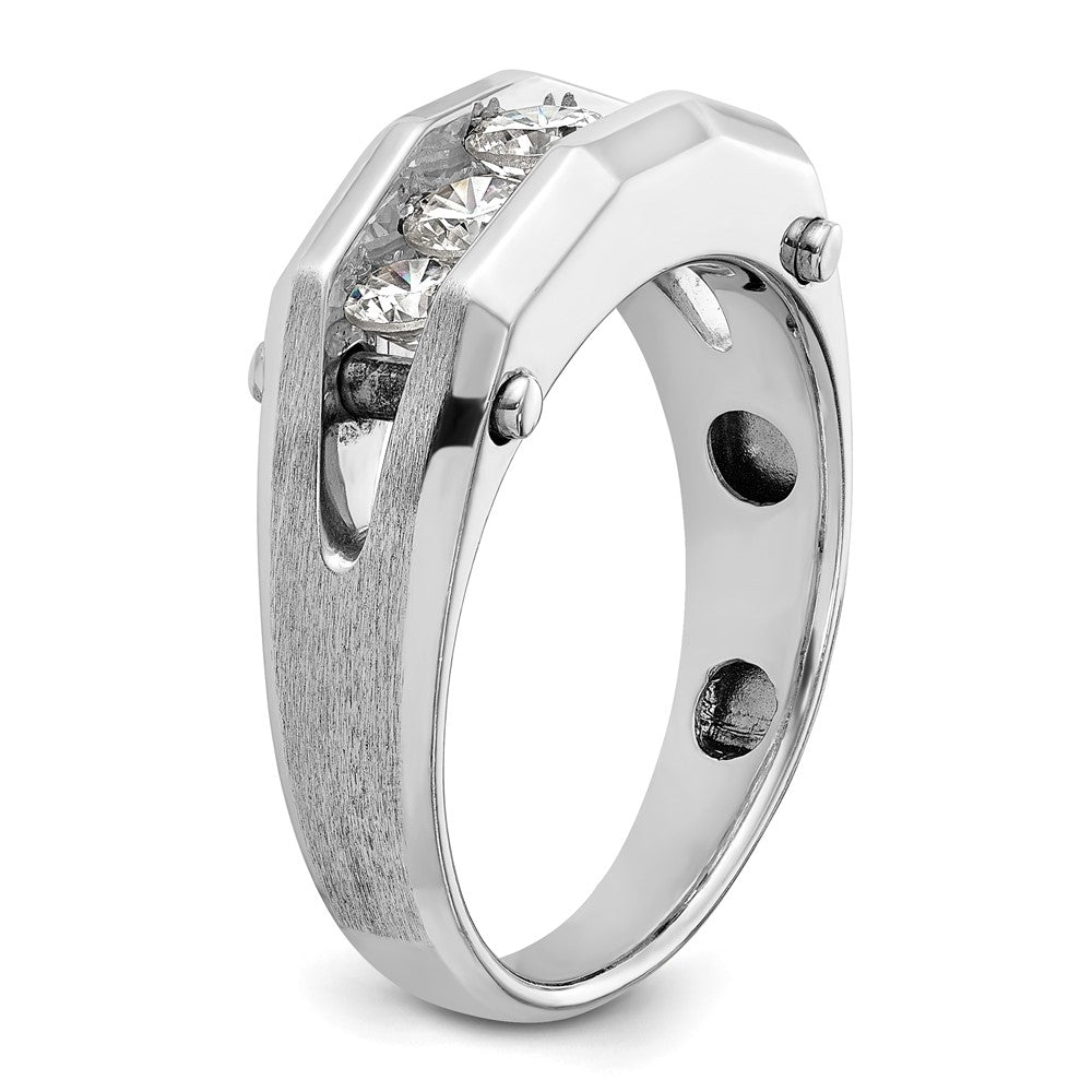 IBGoodman 14k White Gold 3/4 carat Lab Grown Diamond VS/SI+ G+ Five Stone Complete Polished and Satin Men's Ring