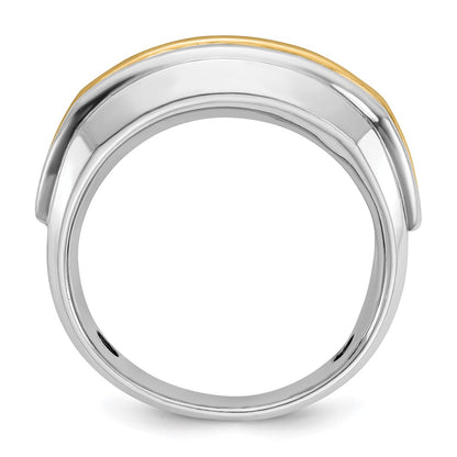IB Goodman 10k Two-tone Mens Polished Holds 1-4.0mm/2-3.7mm/2-3.6mm Stones Ring Mounting