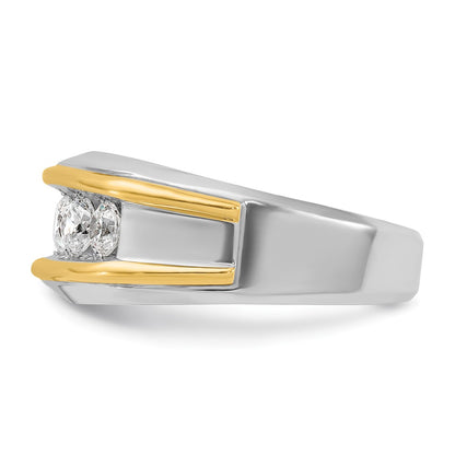 IB Goodman 10k Two-tone Mens Polished Holds 1-4.0mm/2-3.7mm/2-3.6mm Stones Ring Mounting