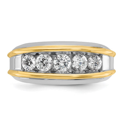 IB Goodman 10k Two-tone Mens Polished Holds 1-4.0mm/2-3.7mm/2-3.6mm Stones Ring Mounting