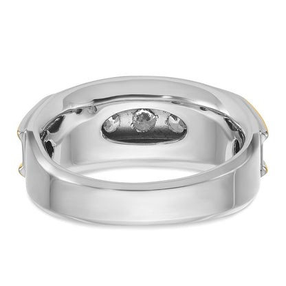 IB Goodman 10k Two-tone Mens Polished Holds 1-4.0mm/2-3.7mm/2-3.6mm Stones Ring Mounting