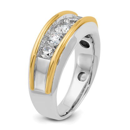 IB Goodman 10k Two-tone Mens Polished Holds 1-4.0mm/2-3.7mm/2-3.6mm Stones Ring Mounting