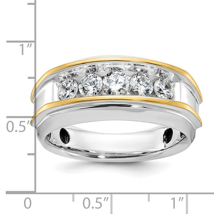 IBGoodman 10k Two-tone Men's Polished 5-Stone 1 Carat A Quality Diamond Ring