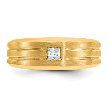 IB Goodman 10k Mens Polished and Satin 1/6 carat Square Diamond Complete Ring