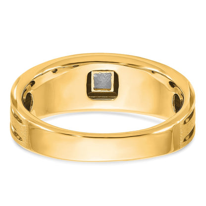 IB Goodman 10k Mens Polished and Satin 1/6 carat Square Diamond Complete Ring