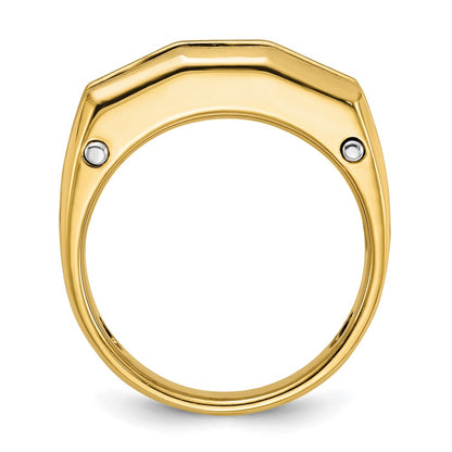 IBGoodman 14k Two-tone 1 1/2 carat Lab Grown Diamond VS/SI+ G+ Five Stone Polished and Satin Men's Ring