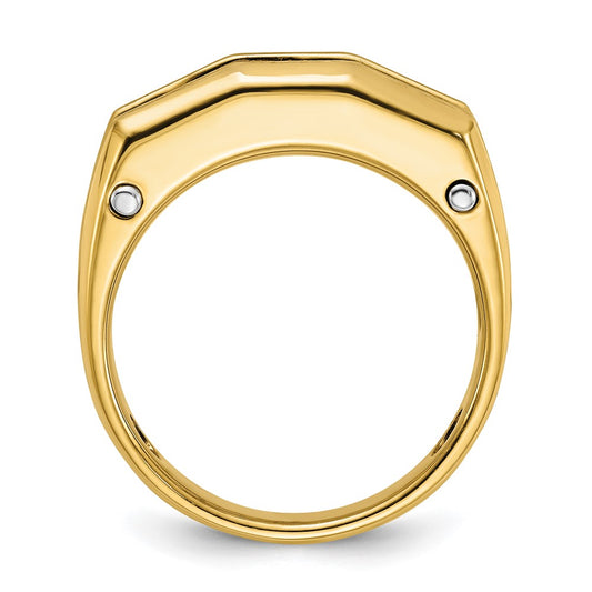 IBGoodman 14k Two-tone 1 1/2 carat Lab Grown Diamond VS/SI+ G+ Five Stone Polished and Satin Men's Ring
