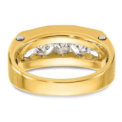 IBGoodman 14k Two-tone 1 1/2 carat Lab Grown Diamond VS/SI+ G+ Five Stone Polished and Satin Men's Ring