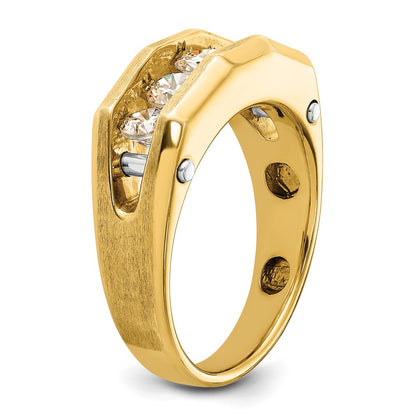 IBGoodman 14k Two-tone 1 1/2 carat Lab Grown Diamond VS/SI+ G+ Five Stone Polished and Satin Men's Ring