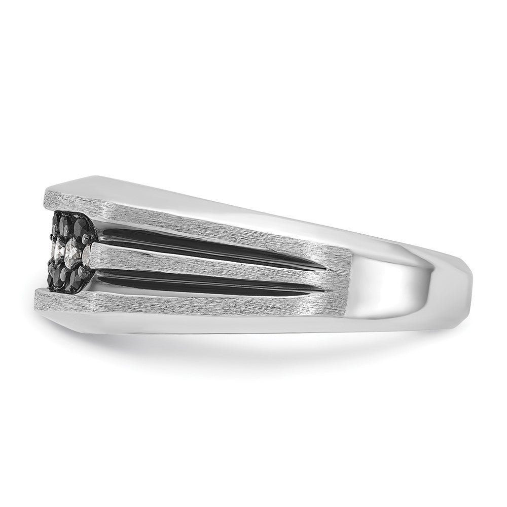 IBGoodman 10k White Gold Men's Polished Satin and Grooved Ring Mounting