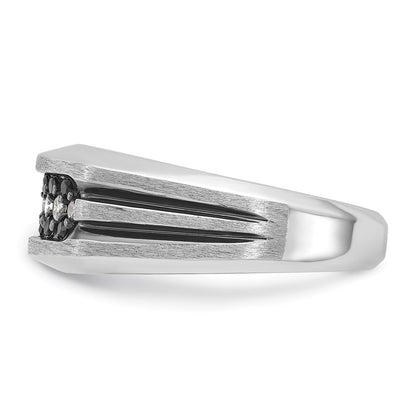 IBGoodman 10k White Gold Men's Polished Satin and Grooved Ring Mounting