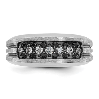 IBGoodman 10k White Gold Men's Polished Satin and Grooved Ring Mounting