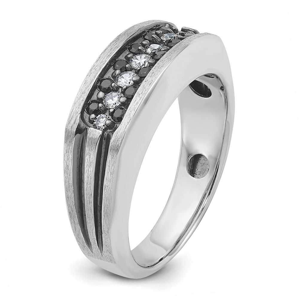IBGoodman 10k White Gold Men's Polished Satin and Grooved Ring Mounting