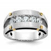 IBGoodman 14k Two-tone with Black Rhodium 1 carat Lab Grown Diamond VS/SI+ G+ Five Stone Complete Polished Satin and Grooved Men's Ring
