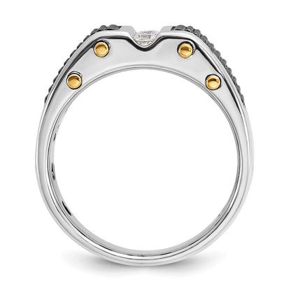 IBGoodman 14k Two-tone with Black Rhodium 1/4 carat Lab Grown Diamond VS/SI+ G+ Complete Polished and Textured Men's Ring