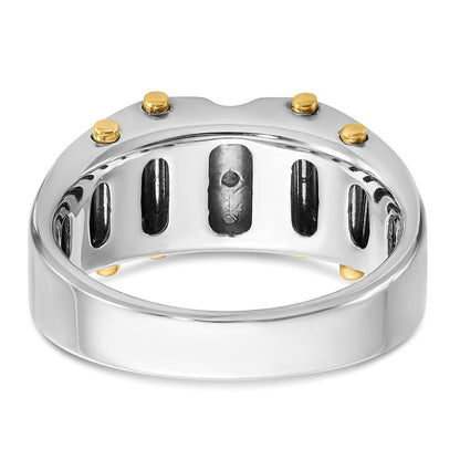 IBGoodman 14k Two-tone with Black Rhodium 1/4 carat Lab Grown Diamond VS/SI+ G+ Complete Polished and Textured Men's Ring