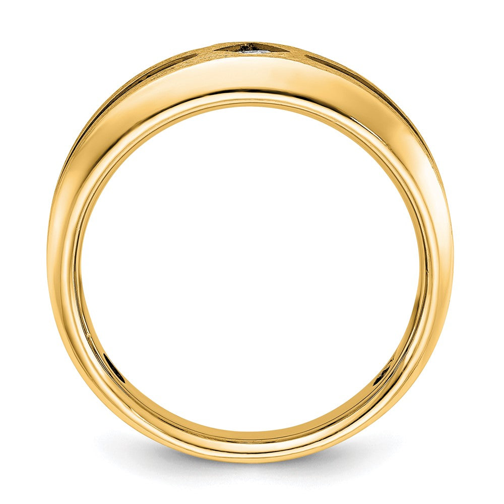 IBGoodman 10k Men's Polished Satin and Grooved Square Stone Center Ring Mounting