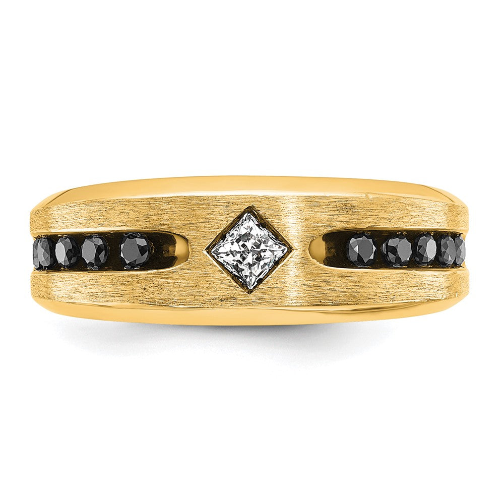 IBGoodman 10k Men's Polished Satin and Grooved Square Stone Center Ring Mounting